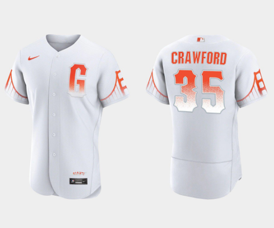 Men's San Francisco Giants #35 Brandon Crawford White City Connect Flex Base Stitched Jersey
